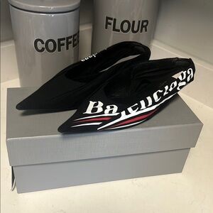 Balenciaga Women's Black and White Flats